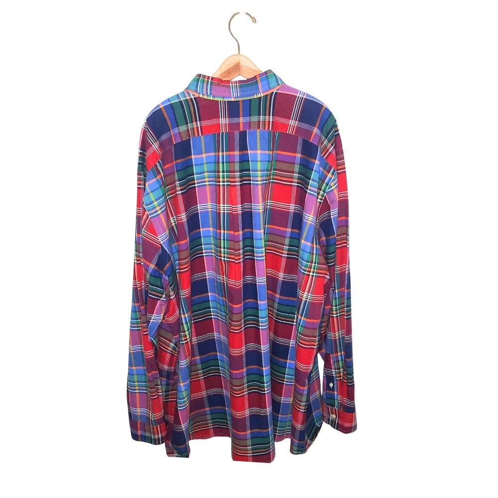 NWT Polo Ralph Lauren Men's Big & Tall Plaid Oxford Shirt, Red/‎ Blue, 4XLT - Picture 8 of 13